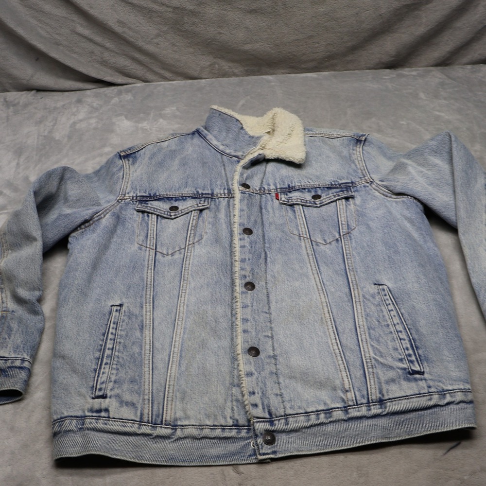 Levis Jacket Mens XL Light Wash Denim Sherpa Fleece Lined Classic Jean Trucker